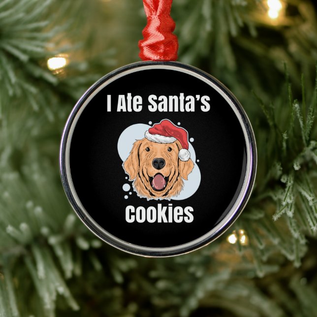 Golden Retriever Santa Dog  Metal Ornament (Tree)