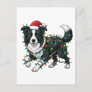 Golden Retriever Santa Hat Christmas Lights Funny Holiday Postcard