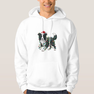 Golden Retriever Santa Hat Christmas Lights Funny Hoodie