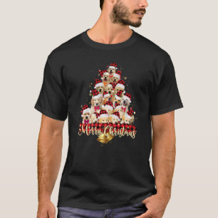 Golden Retriever Santa Hat Dogs Red Buffalo Plaid  T-Shirt