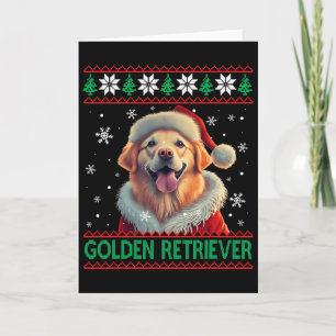 Golden Retriever Santa Hat Ugly Christmas Card
