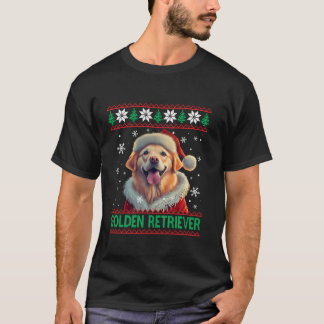 Golden Retriever Santa Hat Ugly Christmas Long Sle T-Shirt