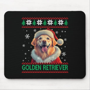 Golden Retriever Santa Hat Ugly Christmas Mouse Pad
