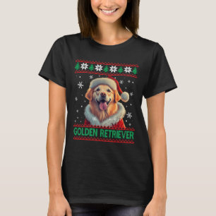 Golden Retriever Santa Hat Ugly Christmas T-Shirt