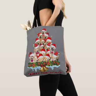 Golden Retriever Santa Hat Xmas Dogs Merry Christm Tote Bag