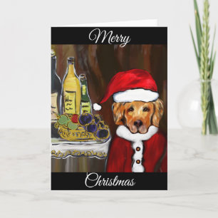 GOLDEN RETRIEVER SANTA  HOLIDAY CARD