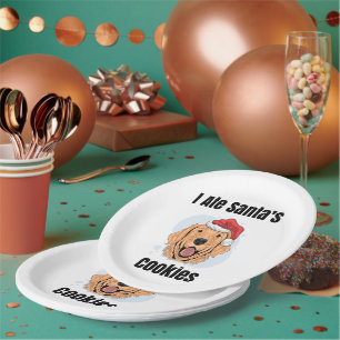 Golden Retriever Santa Paper Plate