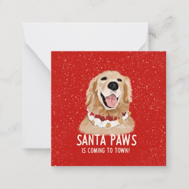 Golden Retriever Santa Paws Christmas Dog Card (Front)