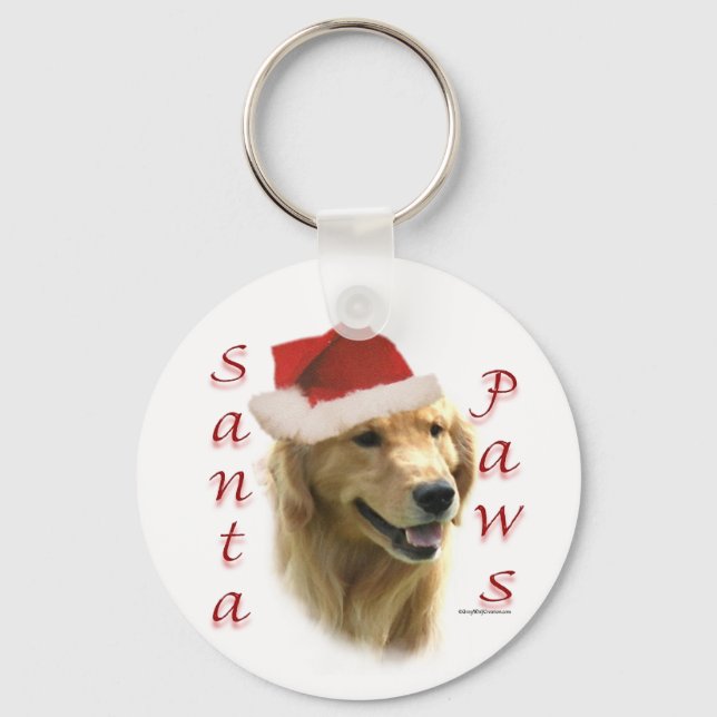 Golden Retriever Santa Paws Key Ring (Front)