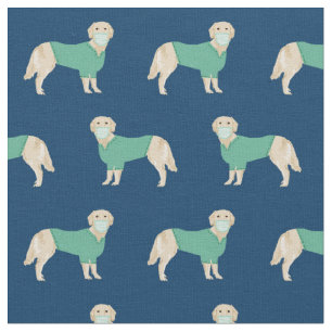 golden retriever scrubs navy blue fabric
