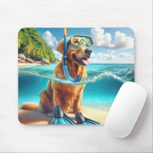 Golden Retriever Scuba Diver Mouse Pad