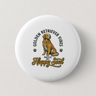 Golden Retriever Shirt Vintage Engraving Dog Lover 6 Cm Round Badge