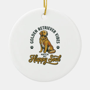 Golden Retriever Shirt Vintage Engraving Dog Lover Ceramic Ornament