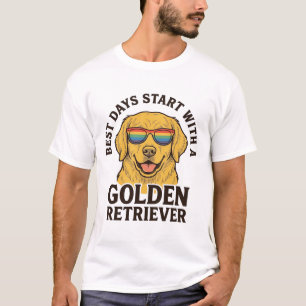 Golden Retriever Shirt with Retro Sunglasses Dog A