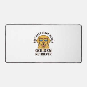 Golden Retriever Shirt with Retro Sunglasses Dog A Desk Mat