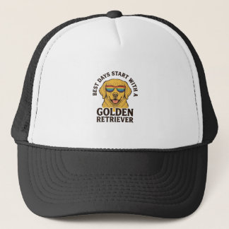 Golden Retriever Shirt with Retro Sunglasses Dog A Trucker Hat