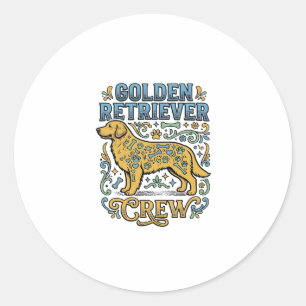 Golden Retriever Shirt With Vintage Dog Lover Art_ Classic Round Sticker