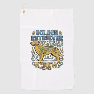 Golden Retriever Shirt With Vintage Dog Lover Art_ Golf Towel