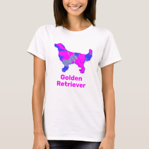 Golden Retriever Silhouette Hot Pink & Blue T-Shirt