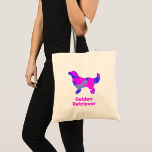 Golden Retriever Silhouette Hot Pink & Blue Tote Bag
