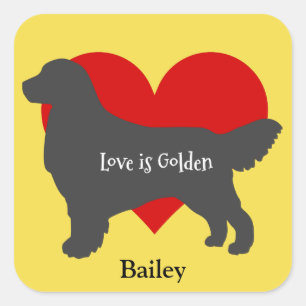 Golden Retriever Silhouette Love Is Golden Square Sticker