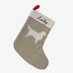 Golden Retriever Silhouette Personalised Dog Xmas Small Christmas Stocking