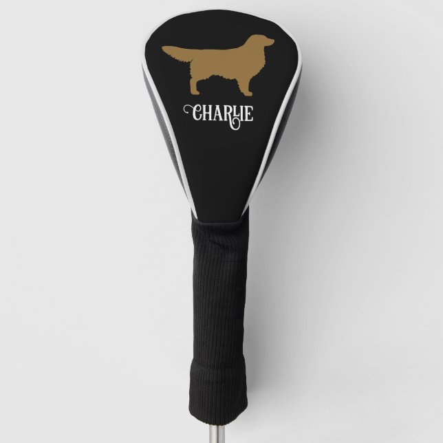 Golden Retriever Silhouette with Custom Name Golf Head Cover (Front)