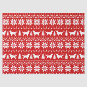 Golden Retriever Silhouettes Christmas Pattern Tissue Paper