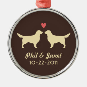 Golden Retriever Silhouettes Dogs Couple Custom Metal Tree Decoration