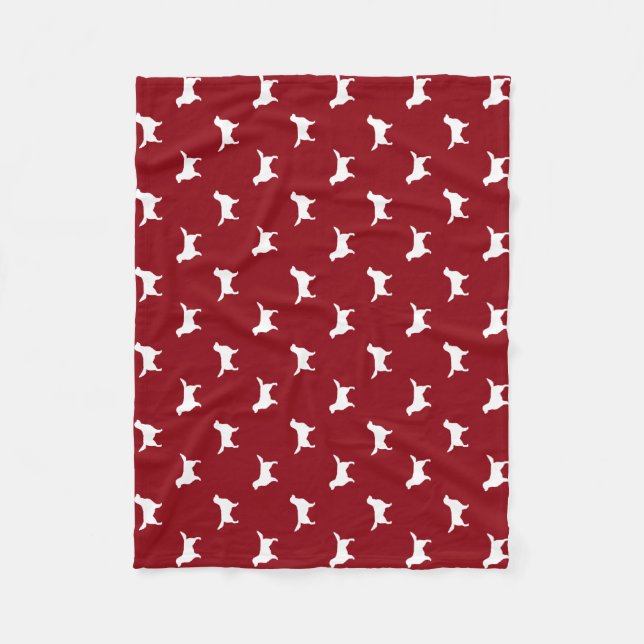 Golden Retriever Silhouettes Pattern Red and White Fleece Blanket (Front)