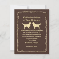 Golden Retriever Silhouettes Wedding Announcement