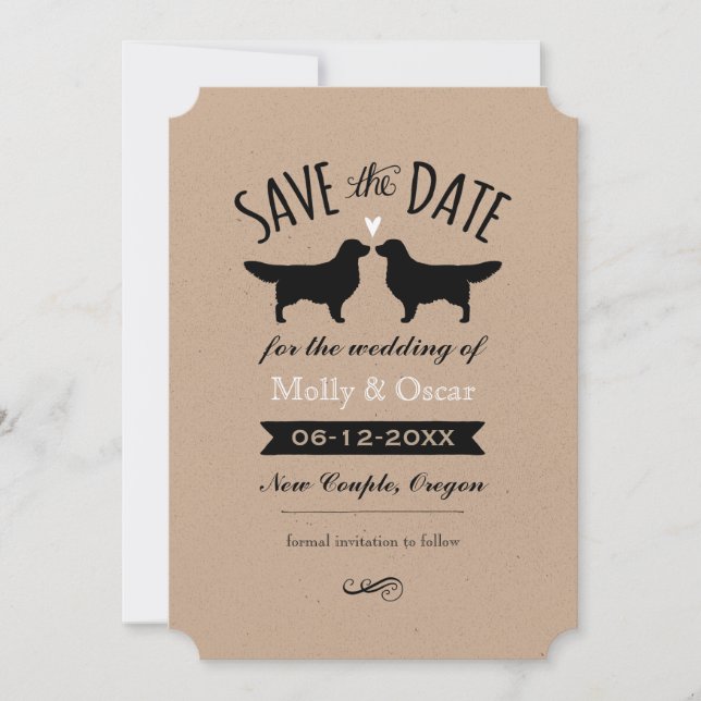 Golden Retriever Silhouettes Wedding Save the Date (Front)