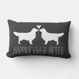 Golden Retriever Silhouettes with Heart and Text Lumbar Cushion