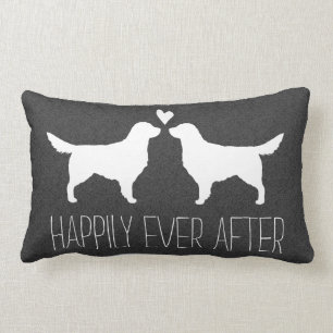Golden Retriever Silhouettes with Heart and Text Lumbar Cushion
