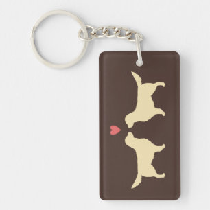 Golden Retriever Silhouettes with Heart Key Ring
