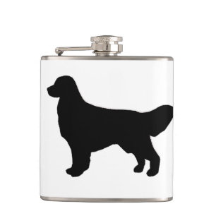 golden retriever silo black hip flask