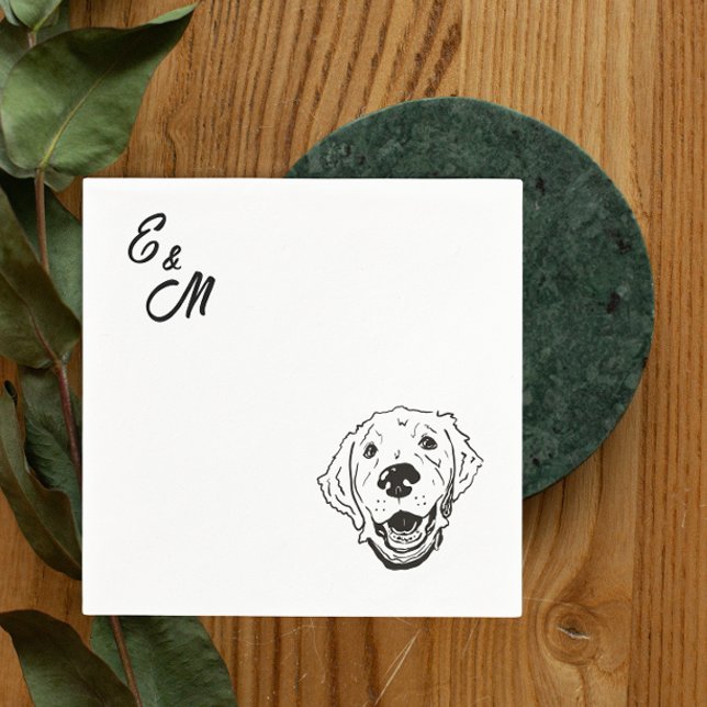 Golden Retriever simple line drawing Cocktail Napkin (Creator Uploaded)