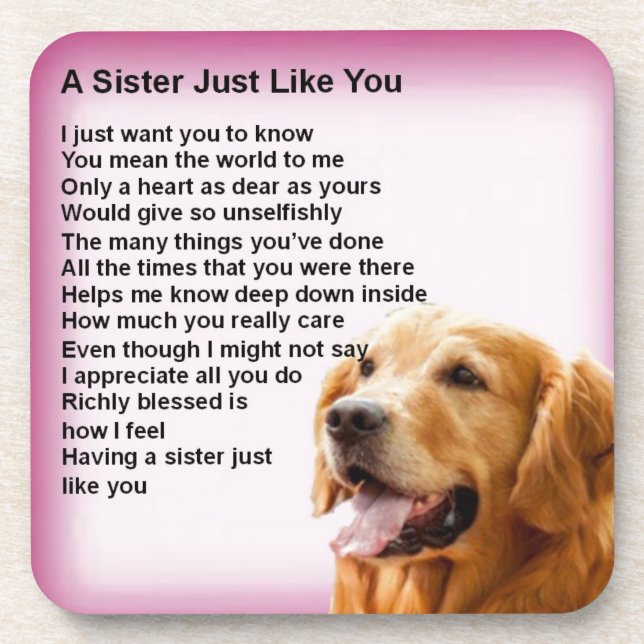 Golden Retriever - Sister Poem Coaster (Front)