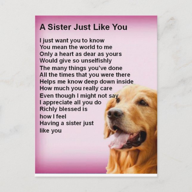 Golden Retriever - Sister Poem Postcard (Front)