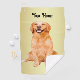 Golden Retriever Sitting - Adorable Design Golf Towel