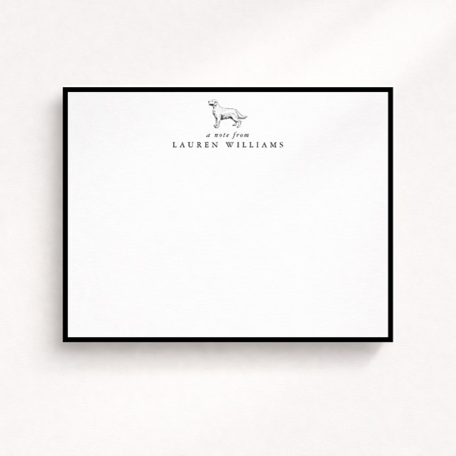 Golden Retriever Sketch Black Border Note Card (Creator Uploaded)