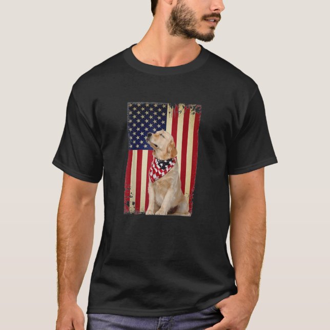 Golden Retriever Smile Flag T Shirt, Golden Retrie T-Shirt (Front)