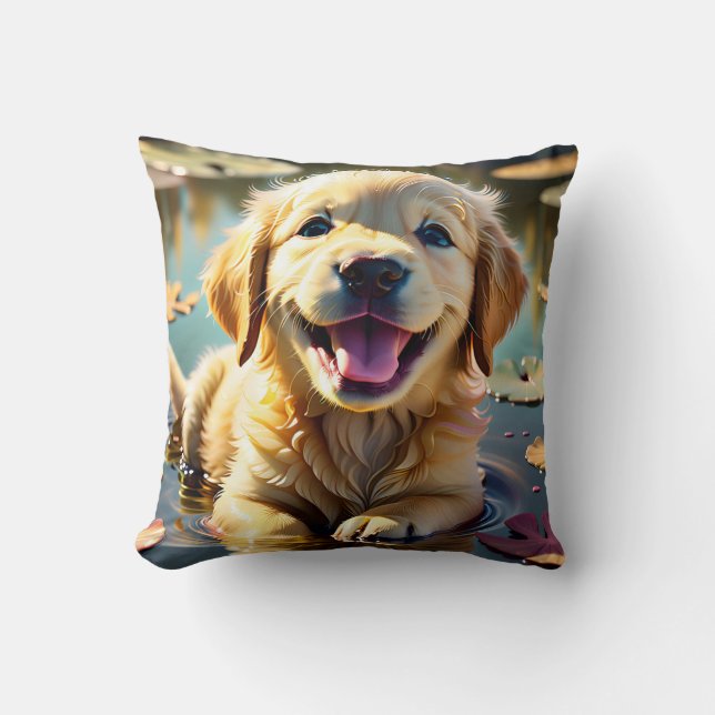 Golden Retriever Smiling Cushion (Front)