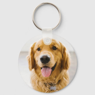 Golden Retriever Smiling Key Ring