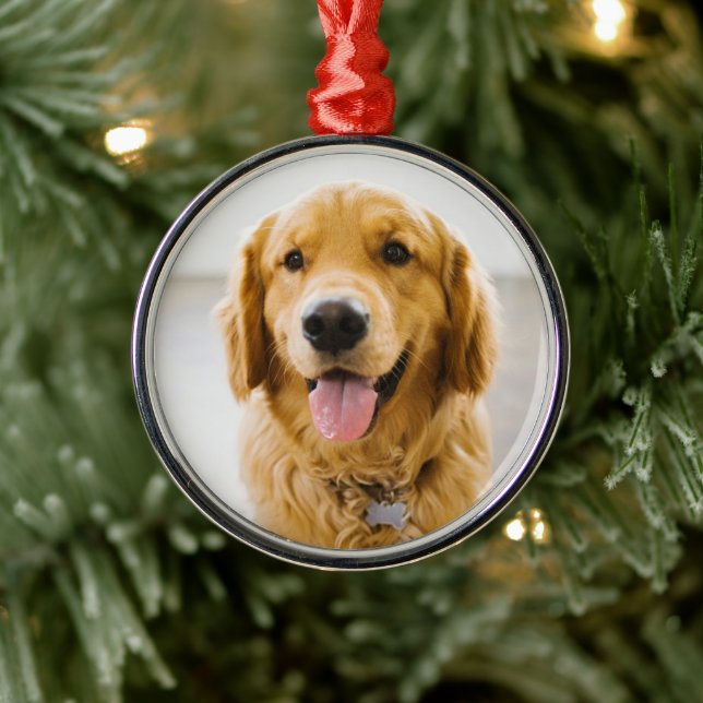 Golden Retriever Smiling Metal Ornament (Tree)