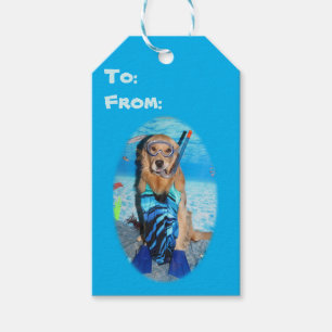 Golden Retriever Snorkeler Gift Tags