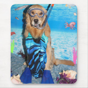 Golden Retriever Snorkeler Mouse Pad