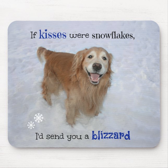 Golden Retriever Snowflake Kisses Mouse Pad (Front)