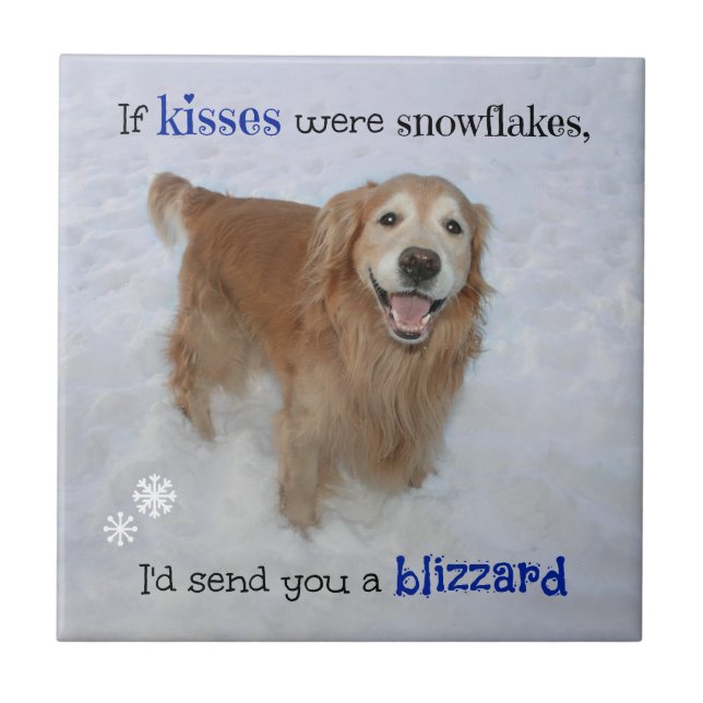 Golden Retriever Snowflake Kisses Tile (Front)