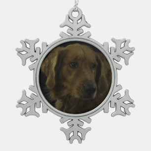 Golden Retriever Snowflake Pewter Christmas Ornament